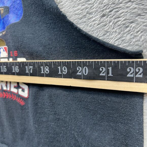 Chicago Cubs Cropped Top Medium Black Baseball 2016 World Series Cutoff Thrash - Picture 6 of 8
